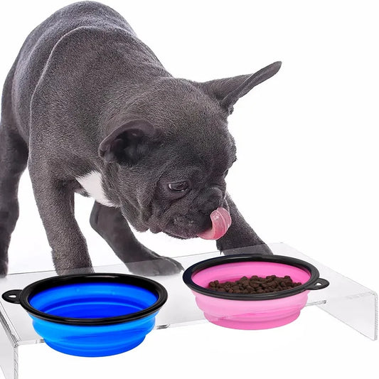 Faltbare 2-in-1 Silikon-Futterschale für Hunde und Katzen – Tragbarer Outdoor-Futter- & Wasserspender