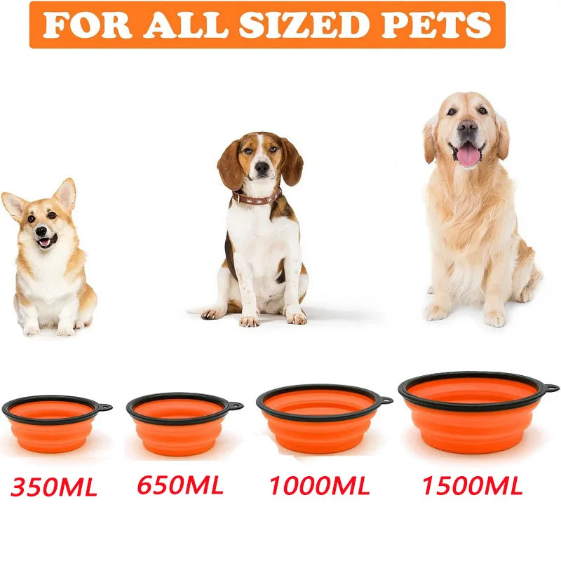 Faltbare 2-in-1 Silikon-Futterschale für Hunde und Katzen – Tragbarer Outdoor-Futter- & Wasserspender