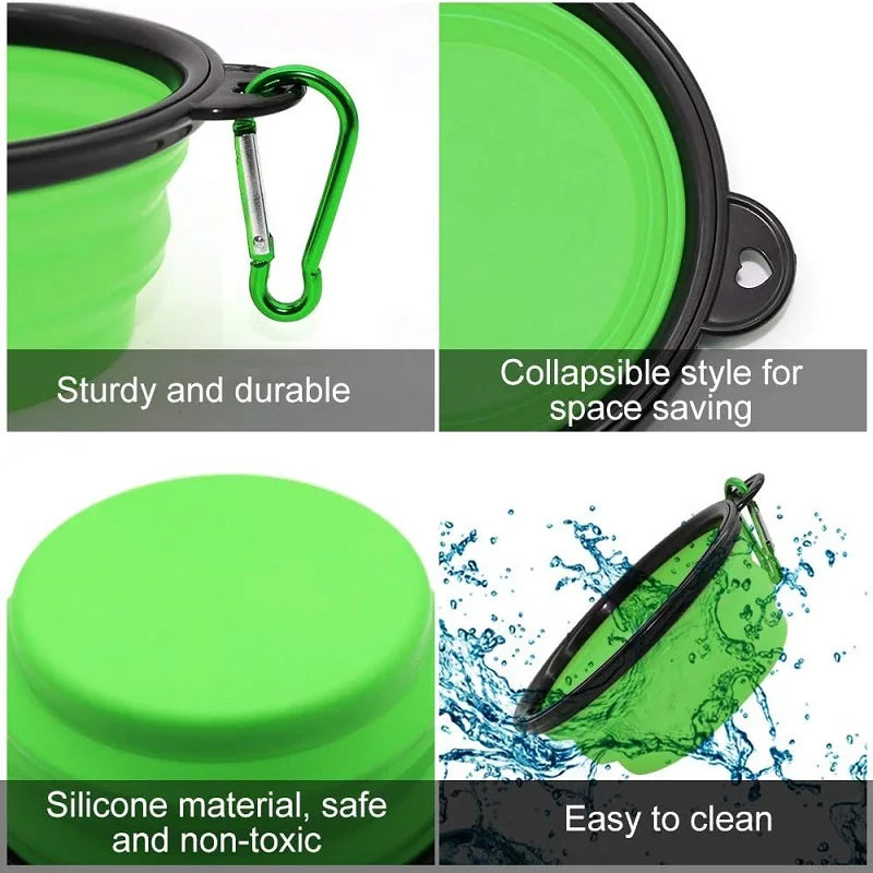 Faltbare 2-in-1 Silikon-Futterschale für Hunde und Katzen – Tragbarer Outdoor-Futter- & Wasserspender