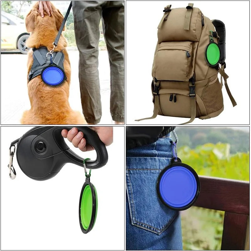 Faltbare 2-in-1 Silikon-Futterschale für Hunde und Katzen – Tragbarer Outdoor-Futter- & Wasserspender