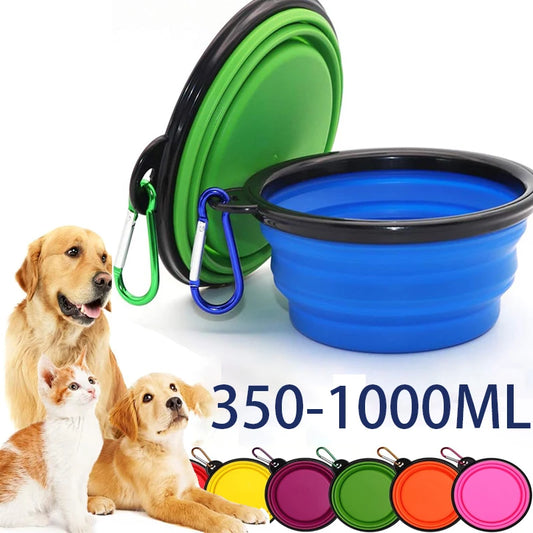 Faltbare 2-in-1 Silikon-Futterschale für Hunde und Katzen – Tragbarer Outdoor-Futter- & Wasserspender